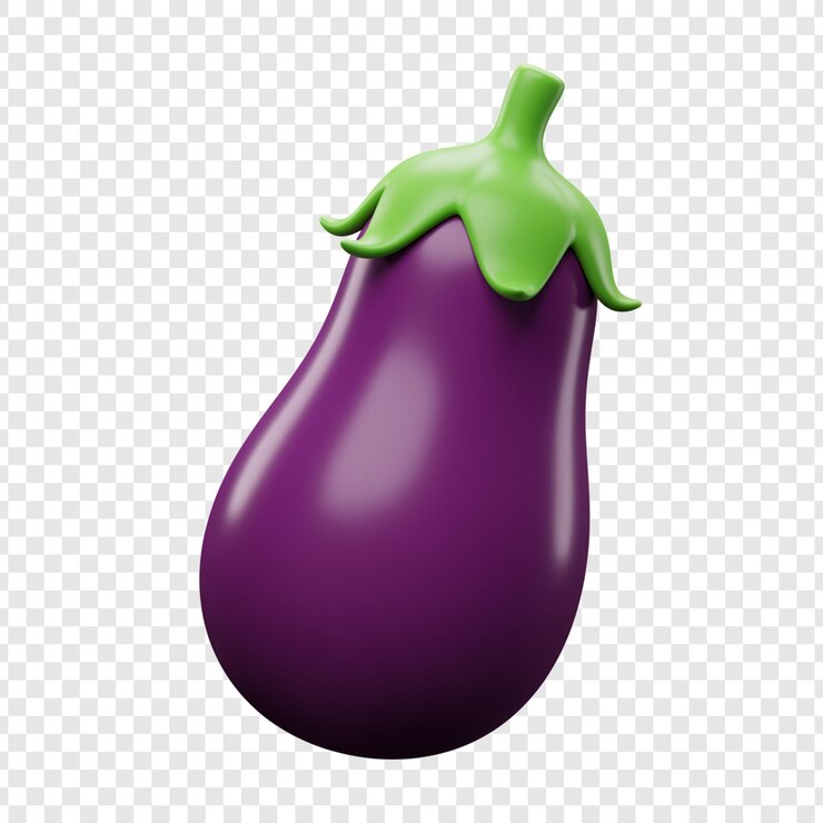 PSD rendering 3d d'une aubergine violette brillante sur un fond transparent