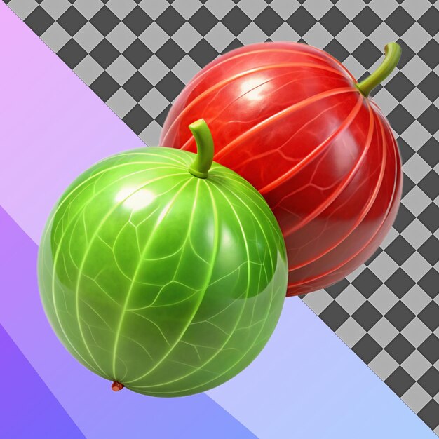 Rendering 3D de baies rouges et vertes