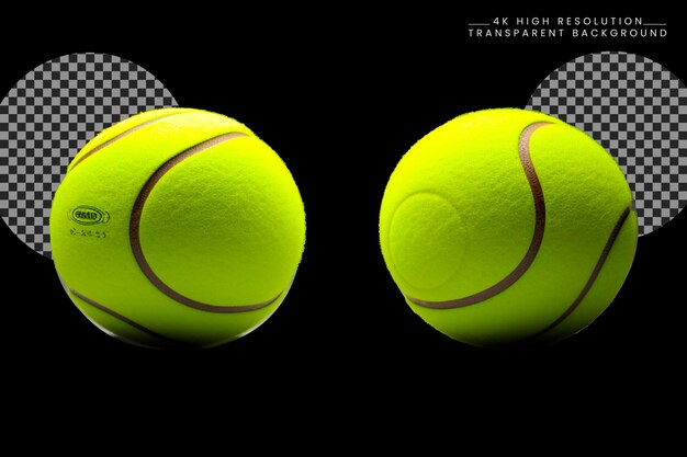 PSD rendering en 3d d'une balle de tennis sur un fond transparent