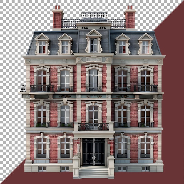 PSD rendering 3d d'un bâtiment résidentiel sur un fond transparent ai généré