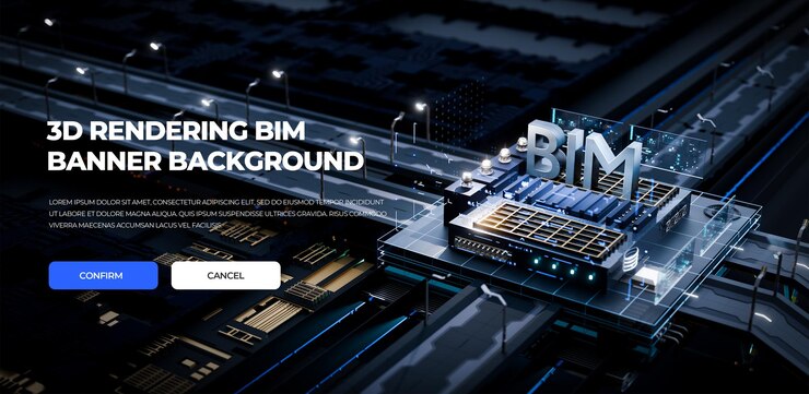 PSD rendering 3d bim hd modello di sfondo del banner