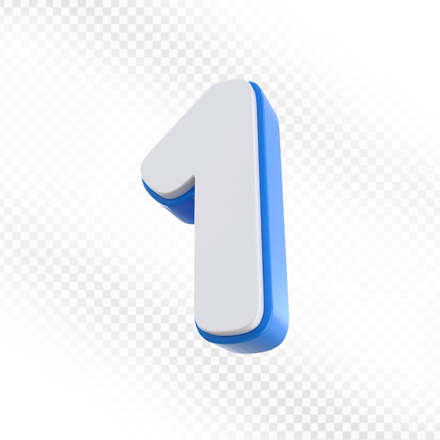 Rendering 3D blu del numero 1