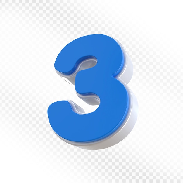 Rendering 3D blu del numero 3