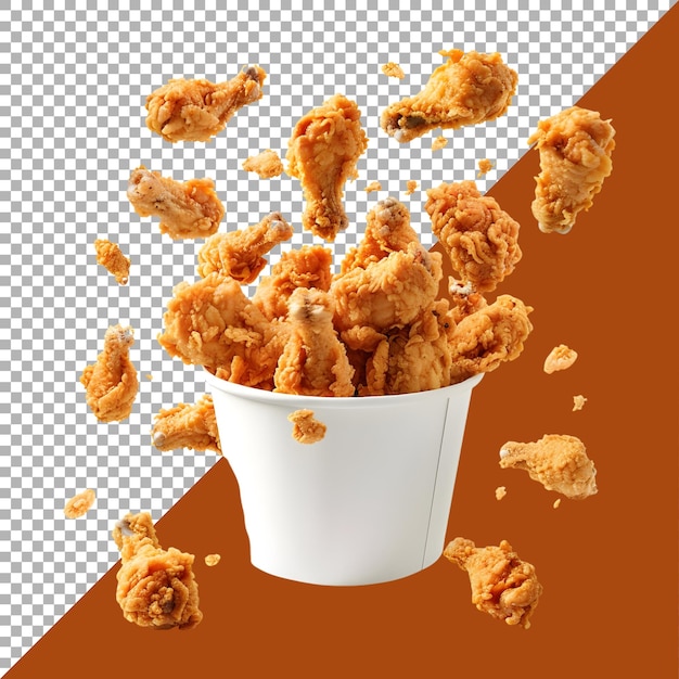 PSD rendering 3d d'une boîte de nuggets de poulet sur un fond transparent généré par ai