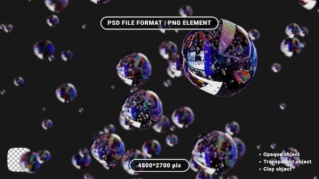 Rendering 3D Bolle su sfondo trasparente