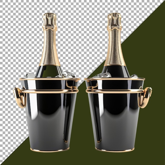 PSD rendering 3d d'une bouteille de champagne ou de vin sur un fond transparent