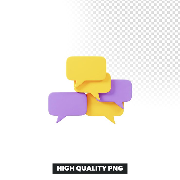 PSD rendering 3d de bulles de parole colorées pour la communication