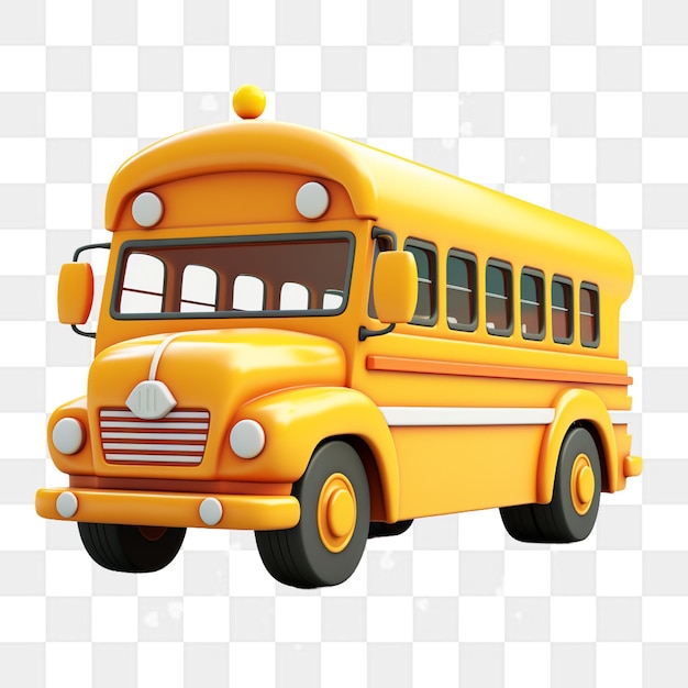 PSD rendering 3d d'un bus scolaire jaune