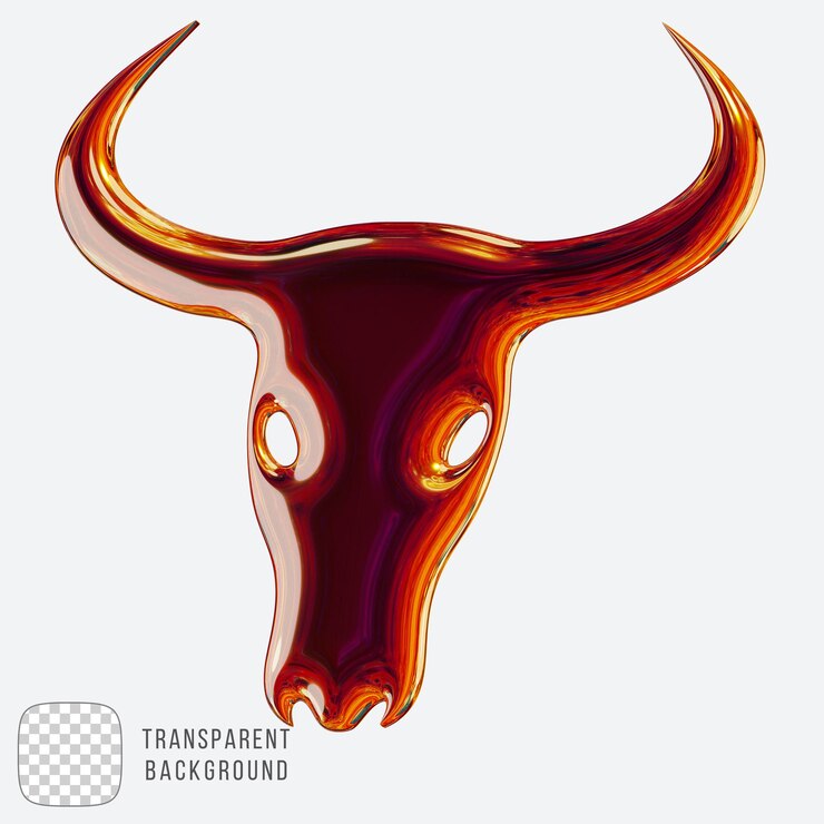 PSD rendering 3d de cabeza de toro metálico en un fondo transparente