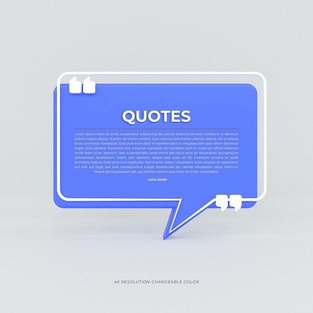 Rendering 3D cadres de citations boîte modèles blancs réalistes texte minimal info conception boîte bannière conception