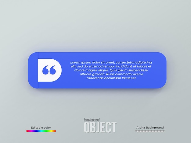 Rendering 3D cadres de citations boîte modèles blancs réalistes texte minimal info conception boîte bannière conception