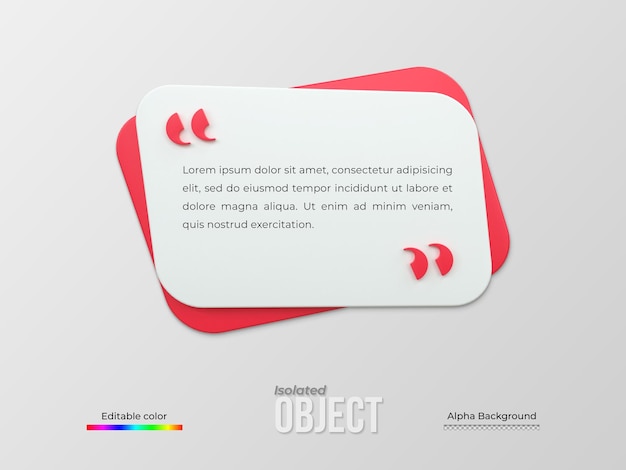 Rendering 3D cadres de citations boîte modèles blancs réalistes texte minimal info conception boîte bannière conception