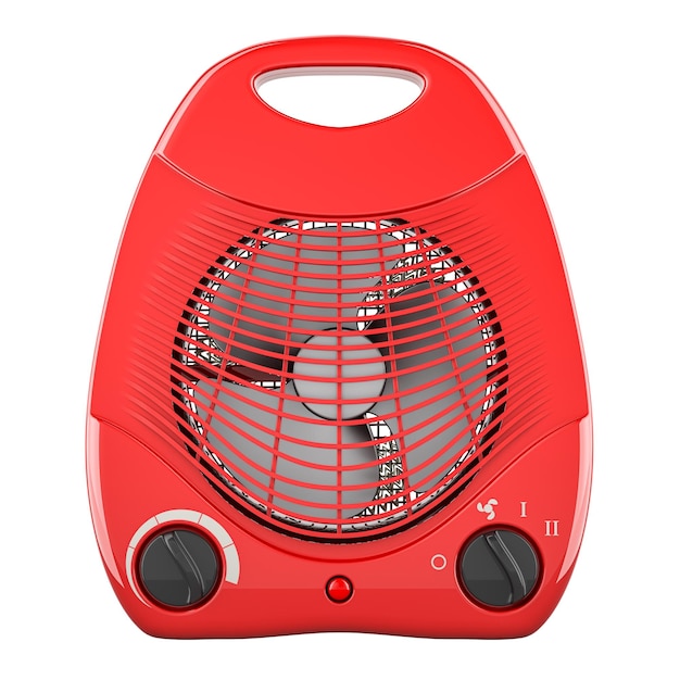 Rendering 3D de calentador de ventilador rojo aislado en un fondo transparente