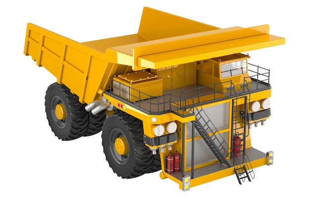 Rendering 3D de camión de descarga de minería aislado en un fondo transparente