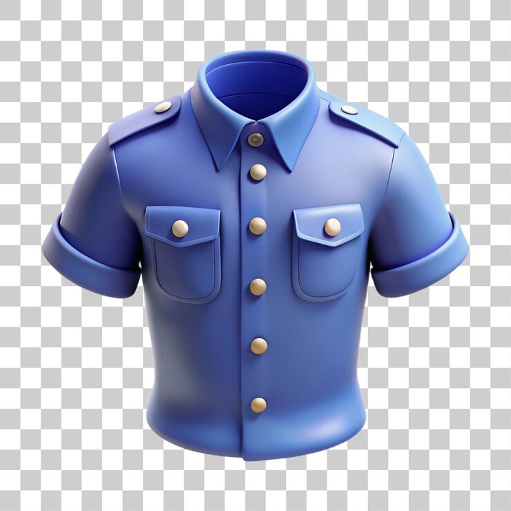 PSD rendering en 3d de la camisa de safari de algodón índigo con epaulettes aisladas sobre un fondo transparente