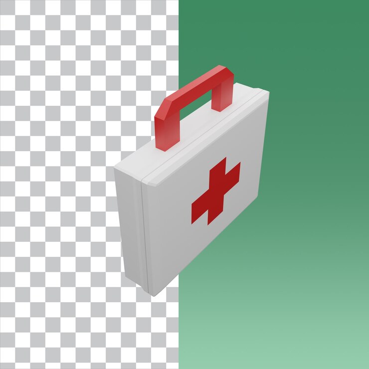 Rendering 3D Cassetta di pronto soccorso a basso numero di poli isolato