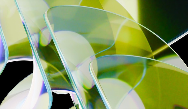 Rendering 3D charismatique d'un fond de verre irisant abstrait réalisé avec un logiciel 3D