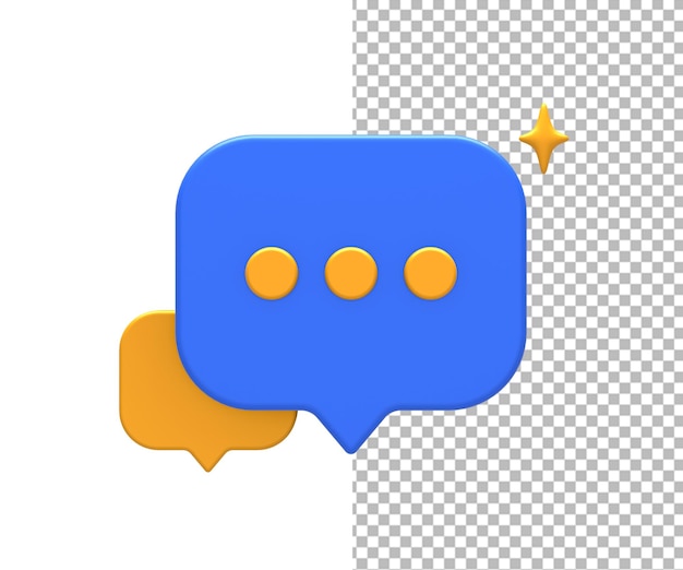 PSD rendering 3d de chat en ligne en direct bleu jaune ou demande une notification de bulle pour la conception web ui ux