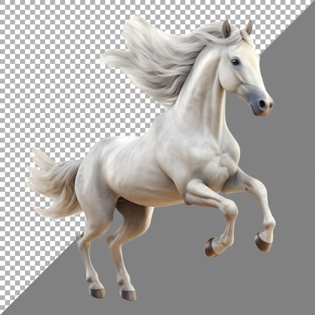 PSD rendering 3d d'un cheval courant sur un fond transparent généré par ai