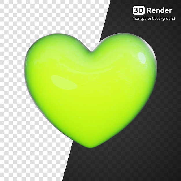 Rendering 3d colorato cuore verde