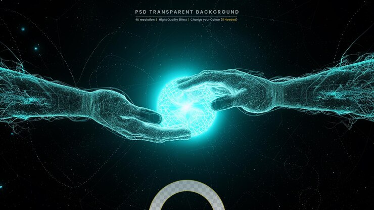 PSD rendering 3d d'une communication de réseau sur un fond transparent