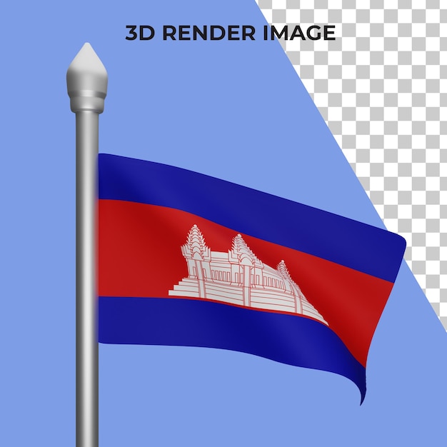 Rendering en 3D del concepto de la bandera de Camboya Día Nacional de Camboja