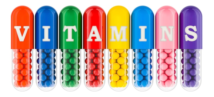 PSD rendering 3d del concepto de vitaminas aislado en un fondo transparente