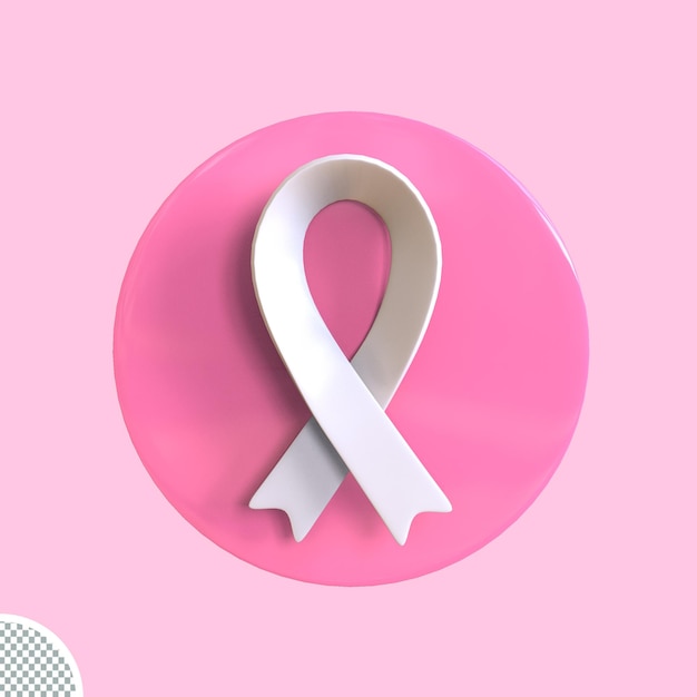 Rendering 3d consapevolezza del giorno del cancro al seno Nastro rosa 3d icona sospiro illustrazione isolata