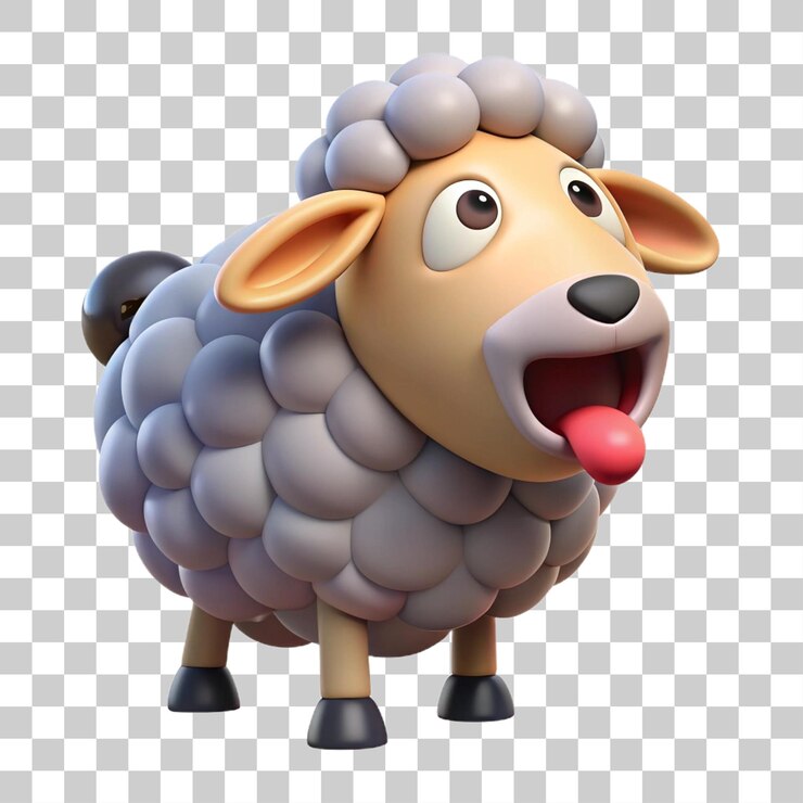 PSD rendering en 3d de un contenido de ovejas que balían aisladas en un fondo transparente