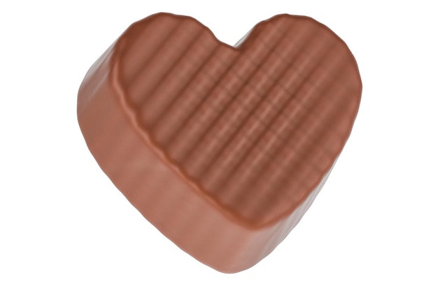 Rendering 3D de corazón de caramelo de chocolate aislado en un fondo transparente