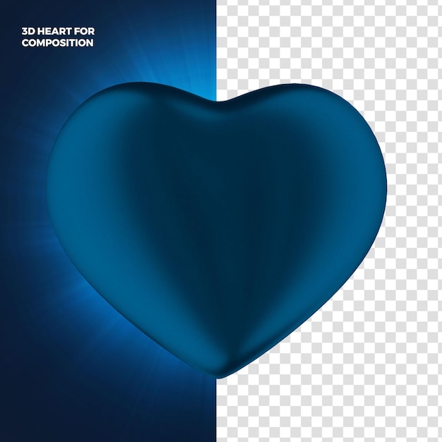 rendering 3d cuore blu