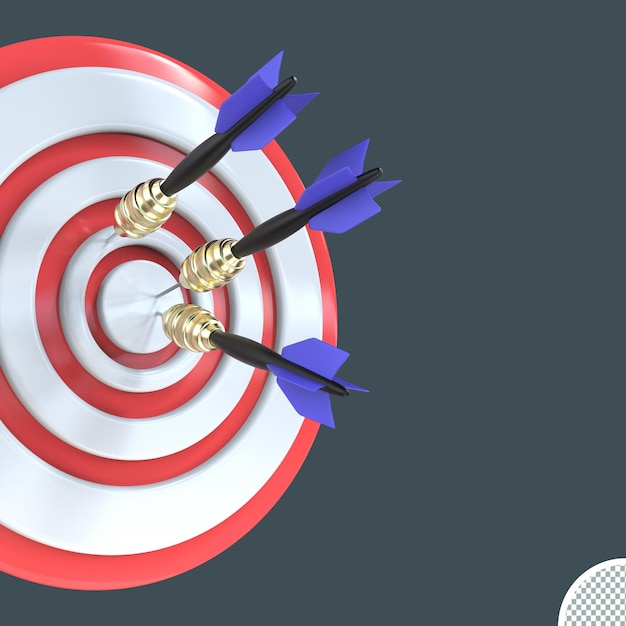 rendering 3d Dart Board Target Board Bullseye con icona freccia isolata illustrazione