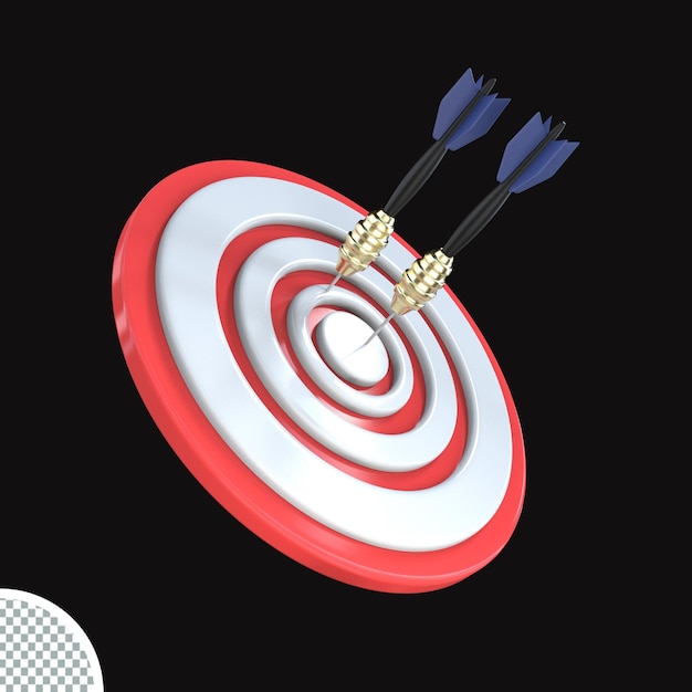 rendering 3d Dart Board Target Board Bullseye con icona freccia isolata illustrazione