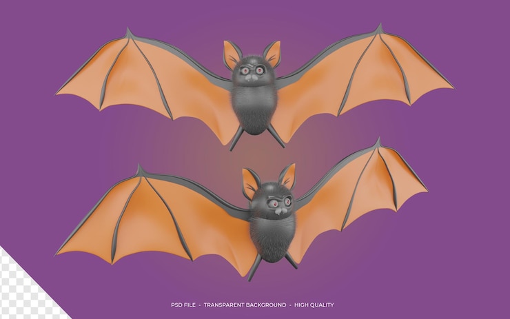 PSD rendering 3d dei pipistrelli di halloween