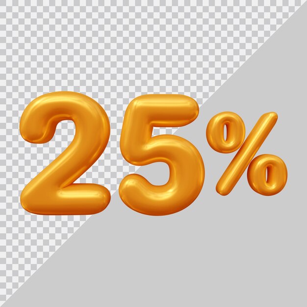 Rendering 3D del 25 percento con uno stile moderno