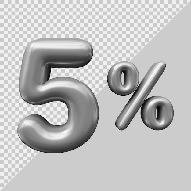 Rendering 3D del 5 percento con uno stile moderno