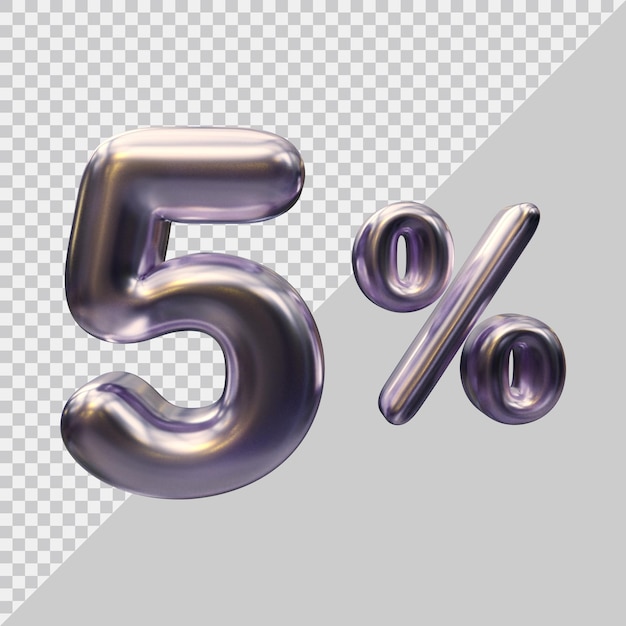 Rendering 3D del 5 percento con uno stile moderno