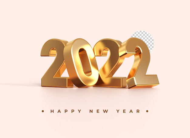 Rendering 3d del capodanno dell'oro 2021 isolato su sfondo trasparente