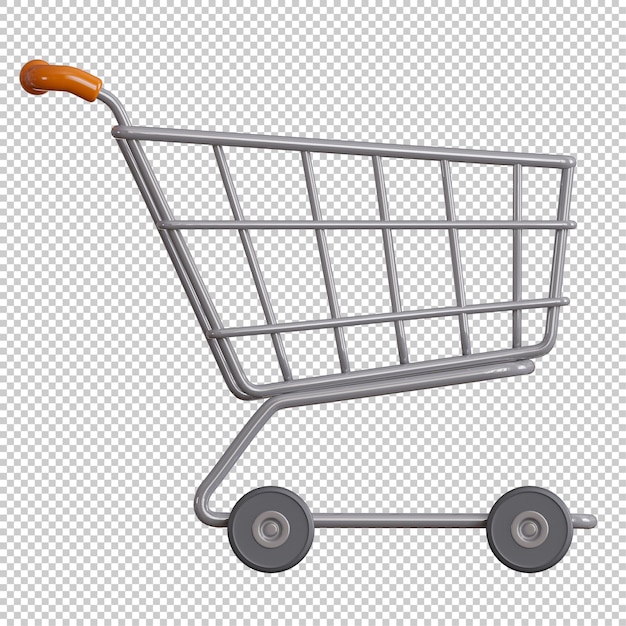 Rendering 3D del carrello della spesa vuoto