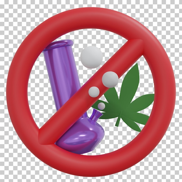 Rendering 3D del cartello "Non fumare erba"