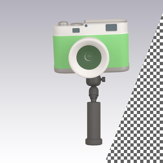 Rendering 3D del concetto di viaggio della fotocamera vintage 3D