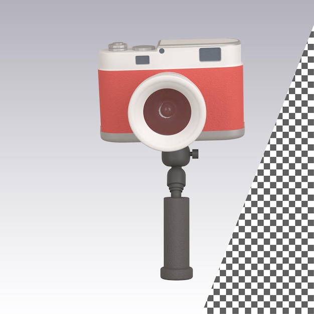 Rendering 3D del concetto di viaggio della fotocamera vintage 3D