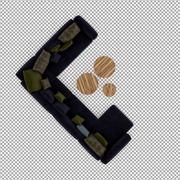 Rendering 3D del divano minimalista isolato