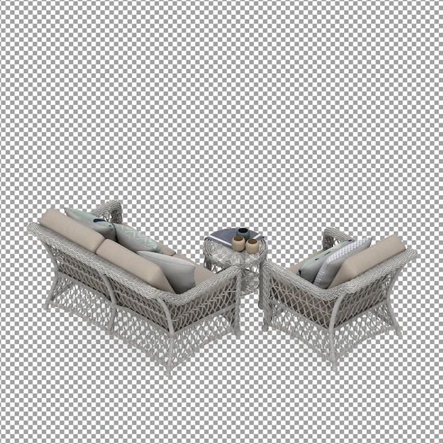 Rendering 3D del divano minimalista isolato