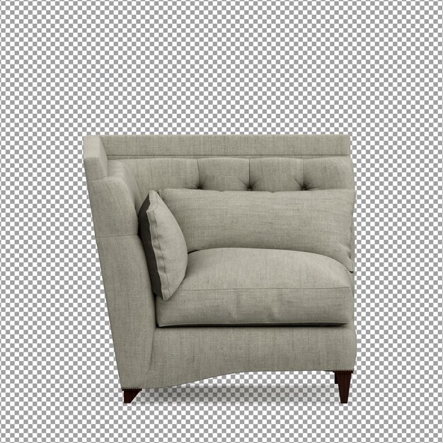 Rendering 3D del divano minimalista isolato