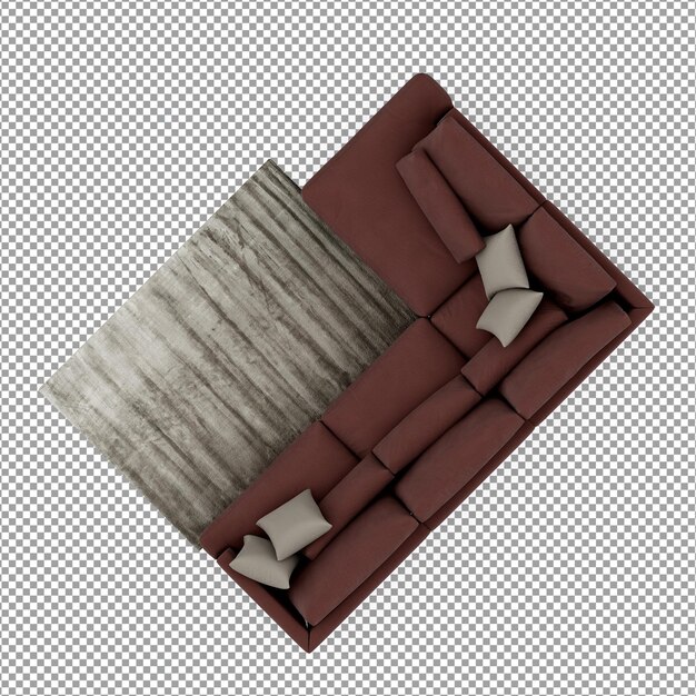 Rendering 3D del divano minimalista isolato