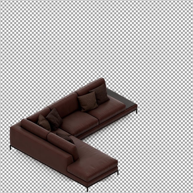 Rendering 3D del divano minimalista isolato