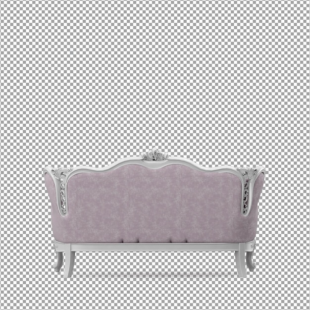 Rendering 3D del divano minimalista isolato