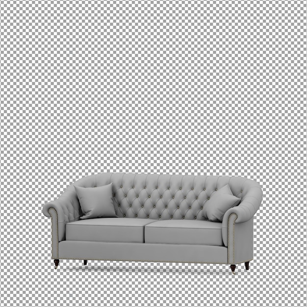 Rendering 3D del divano minimalista isolato