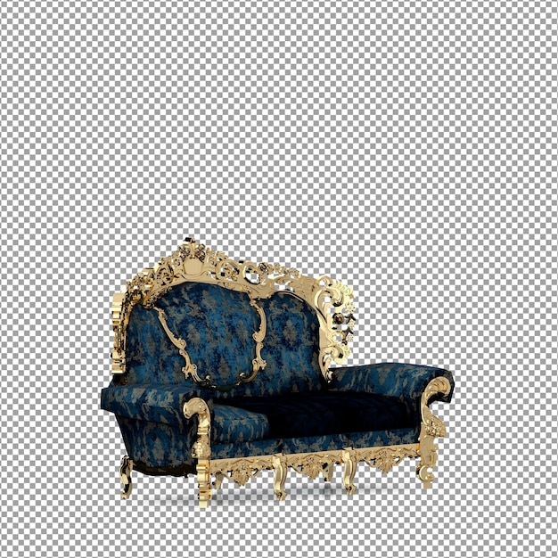 Rendering 3D del divano minimalista isolato